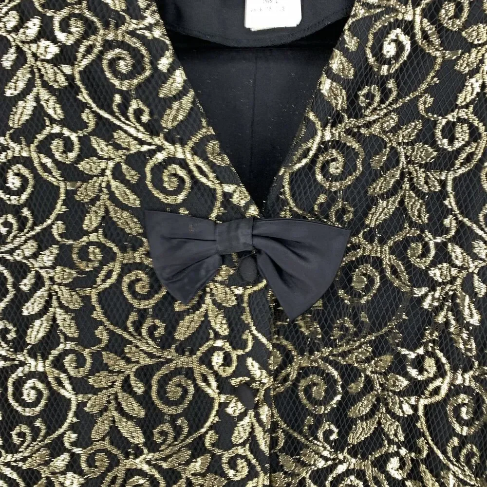 Vtg Barone Womens 10 Tunic Top Gold Metallic Glam Regency Gothic Whimsigoth - Picture 4 of 9